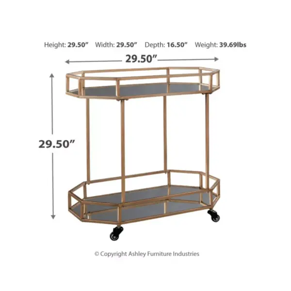 Daymont Bar Cart Gold Finish - Signature Design by Ashley