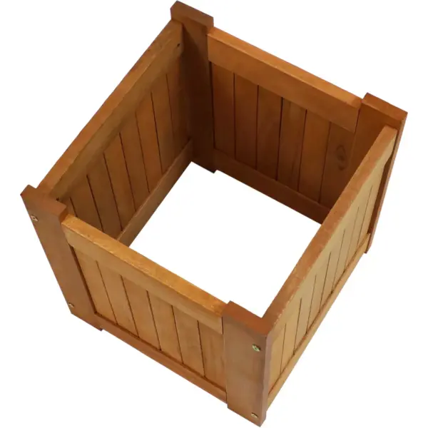 Sunnydaze Outside Meranti Wood Outdoor Planter Box with Teak Oil Finish for Garden, Porch and Patio - 16" Square