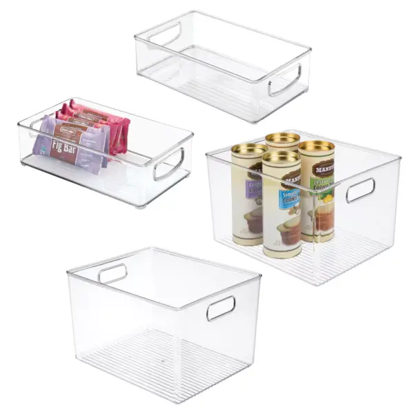 mDesign Plastic Kitchen Food Storage Organizer Bin, 4 Piece Set - Clear