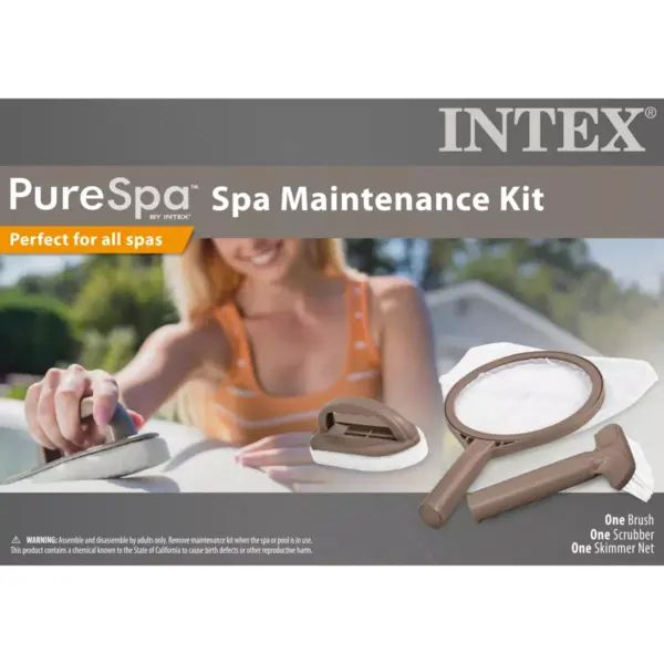 Intex PureSpa Hot Tub Maintenance Accessory Kit with Brush, Skimmer & Scrubber