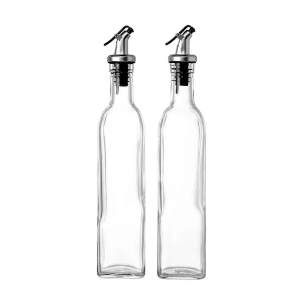 Juvale 2-Pack 17oz 500ml Olive Oil and Vinegar Cruets Glass Dispensers Bottles