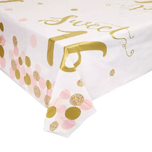 3 Pack Sweet 16 Birthday Party Tablecloth Table Cover, Party Supplies Favors Decorations for Girls Kids, 54 x 108"