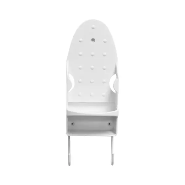 Home Basics Wall Mount Ironing Board with Built-In Accessory Hooks, White