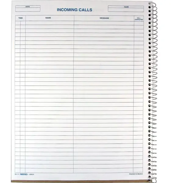 Rediform Wirebound Call Register 8 1/2 x 11 3 700 Forms/Book 50111