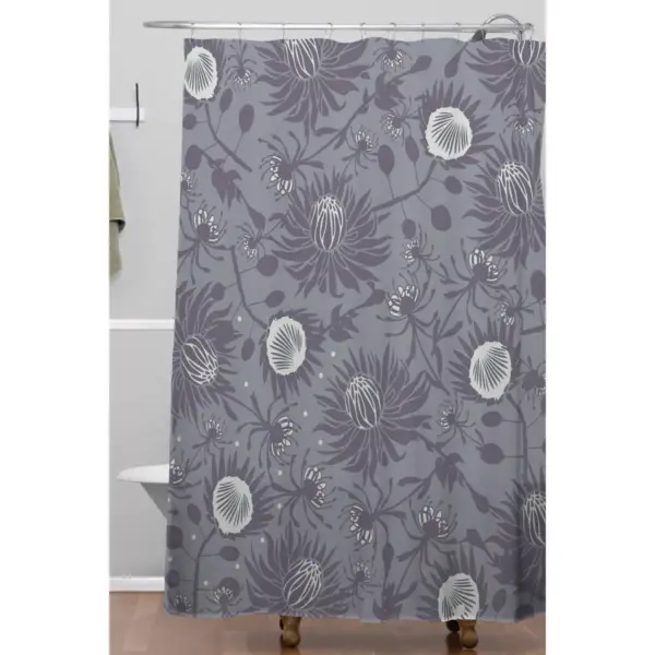 Caroline Okun Protea Shower Curtain Gray - Deny Designs