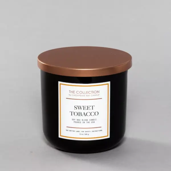 12oz Black Glass Jar 2-Wick Candle Sweet Tobacco - The Collection by Chesapeake Bay Candle