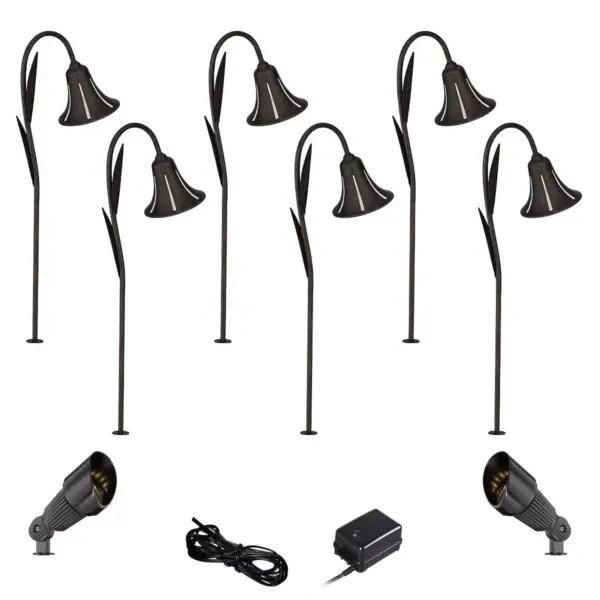 John Timberland Tulip Dark Rust 10-Piece LED Path and Spot Light Set