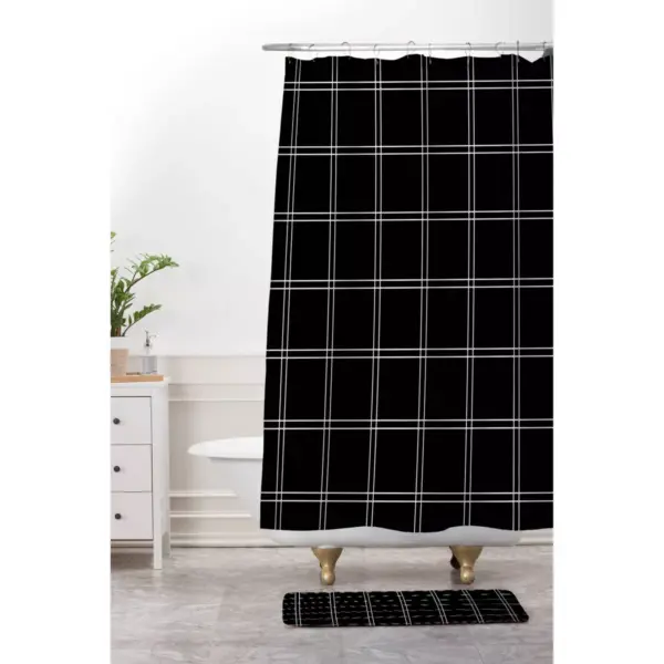 Kelly Haines Minimal Check Memory Foam Bath Mat Black - Deny Designs