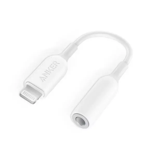 Anker 5" PowerLine Lightning to 3.5mm Audio Adapter - White