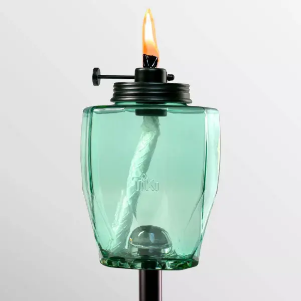 Tiki Brand 64" Adjustable Flame Glass Geo Sea Glass Torch Teal