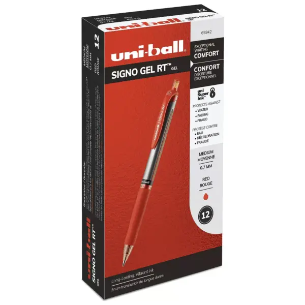 uni-ball Signo Gel RT Retractable Gel Pens Medium Point Red Ink 512775