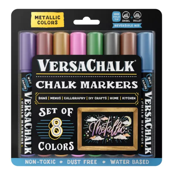 8ct Chalk Markers Reversible Nib Metallic - VersaChalk