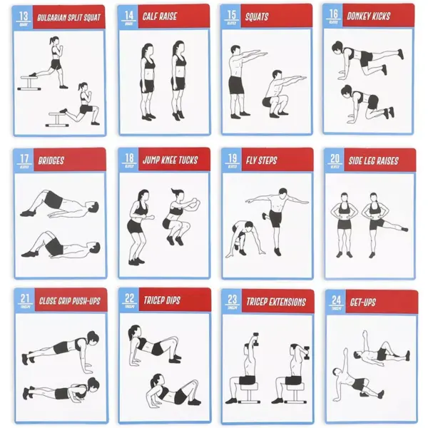 Okuna Outpost 50 Pack Bodyweight Exercise Cards for Workout Routine, Fitness Gift, 3.5 x 5 in