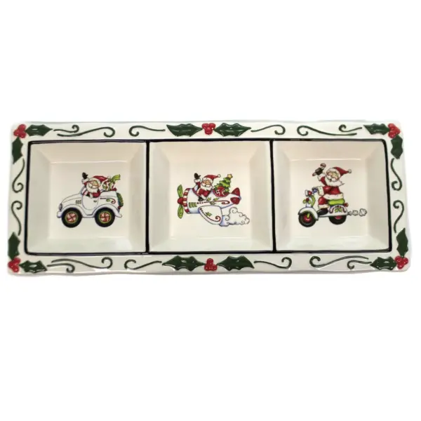 Tabletop 6.0" I Believe 3-Section Dish Christmas Santa Laurie Furnell Cosmos Gifts Corp.  -  Serving Bowls