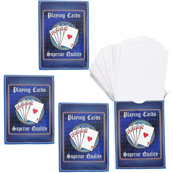 Blue Panda 4 Decks Blank Playing Cards for DIY Game Design, Flashcards