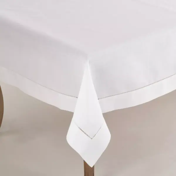 60"x60" Square Tablecloth with Hemstitch Border Design White - Saro Lifestyle