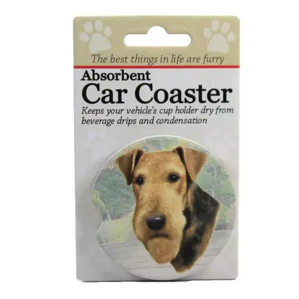 Car Coaster 2.5" Airedale Car Coaster Absorbant E & S Pet  -  Coasters