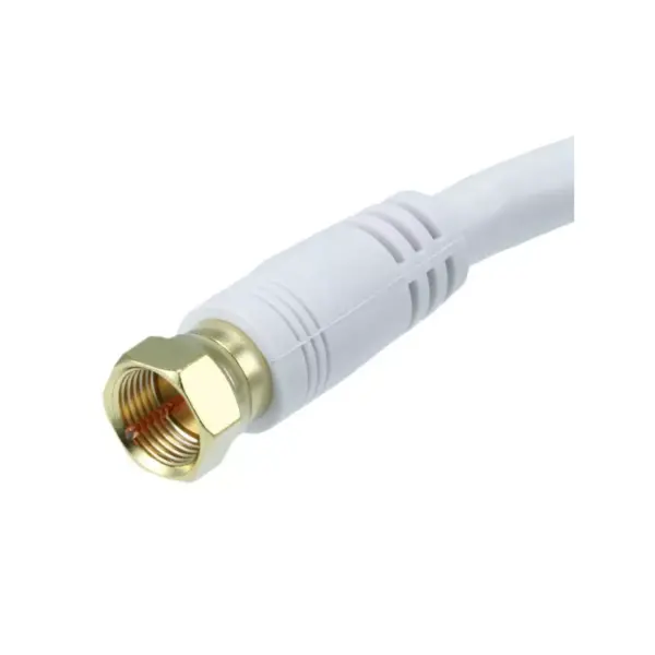 Monoprice Coaxial Cable - 1.5 Feet - White | 18AWG, 75Ohm, RG6 Quad Shield CL2 with F Type Connector