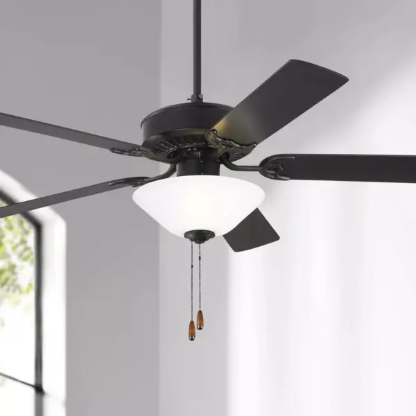 52" Monte Carlo Haven LED 2 Matte Black Pull Chain Ceiling Fan