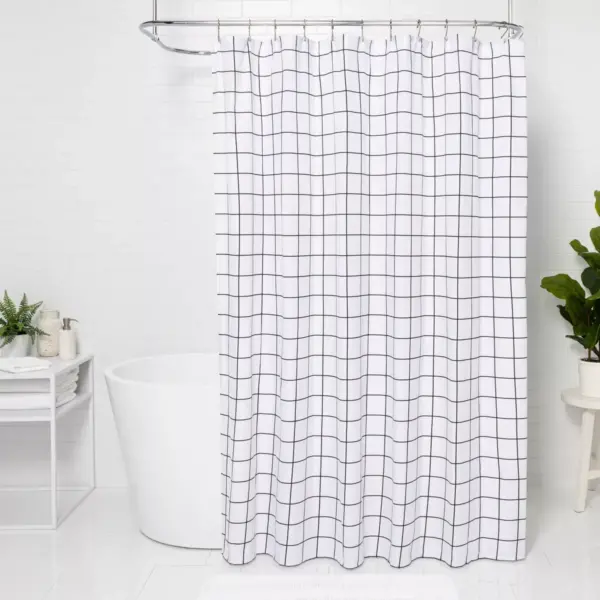 Microfiber Shower Curtain Black/White - Room Essentials™