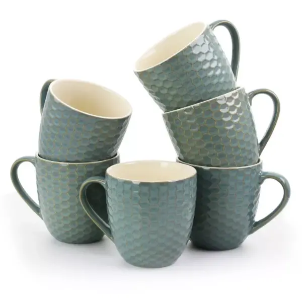 15oz 6pk Hexagon Mugs Blue - Elama