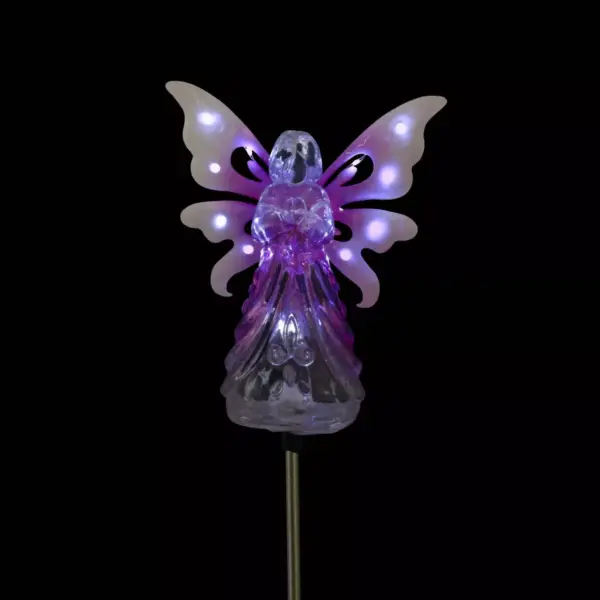 39.25" Metal Angel Solar Stake Purple - Exhart