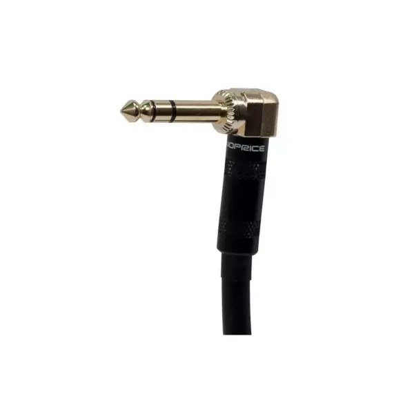 Monoprice Premier Series 1/4 Inch (TRS) Guitar Pedal Patch Cable Cord - 8 Inch - Black With Right Angle Connectors