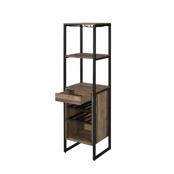 Narik Wine Rack Weathered Oak - Acme Furniture