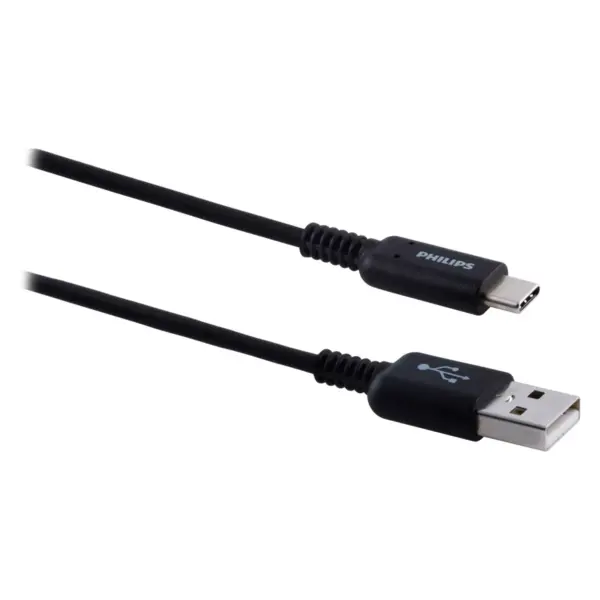 Philips 6' Cable, USB-A to USB-C 15W Charge - Black