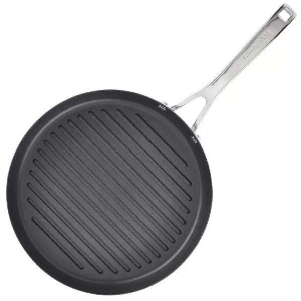 KitchenAid 3-Ply Base Stainless Steel 10.25" Nonstick Round Grill Pan