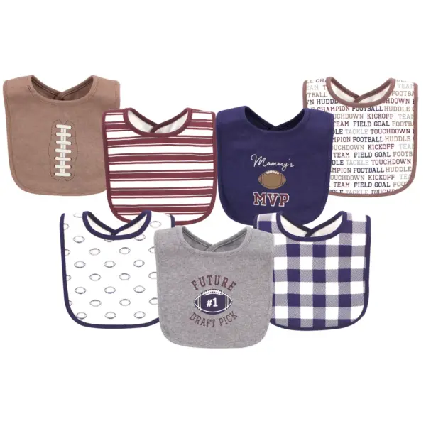 Hudson Baby Infant Boy Cotton Bibs, Football, One Size