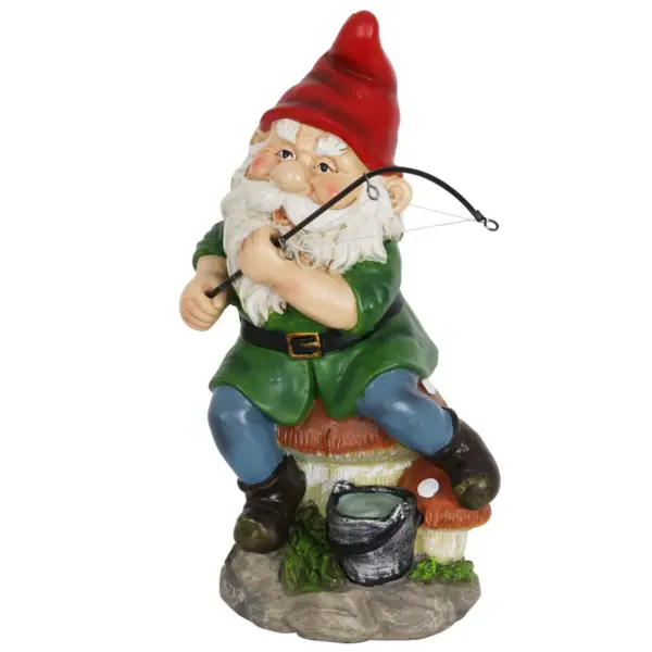 11.14" Resin Fishing Frodo Gnome Red/Green/Blue - Exhart