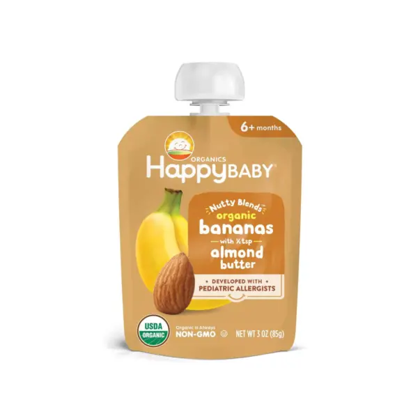 HappyBaby Nutty Blends Organic Bananas & Almond Butter Baby Food Pouch - 3oz