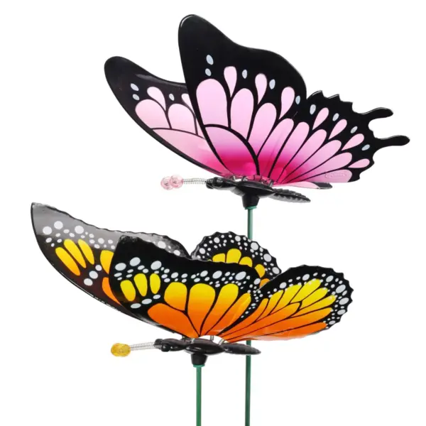 2pk 11" Plastic and Metal Windy Wings Butterfly Stakes - Exhart