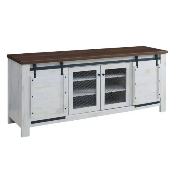 70" Bennington Rustic Sliding Door Buffet Table Sideboard White - Modway