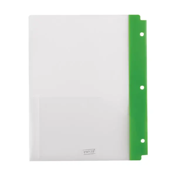 Staples 2 Pocket Poly Folder Frosted Green 920380