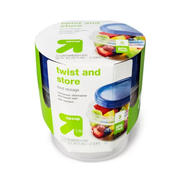 Twist and Store Medium Round Food Storage Container - 3ct/16 fl oz - up & up™