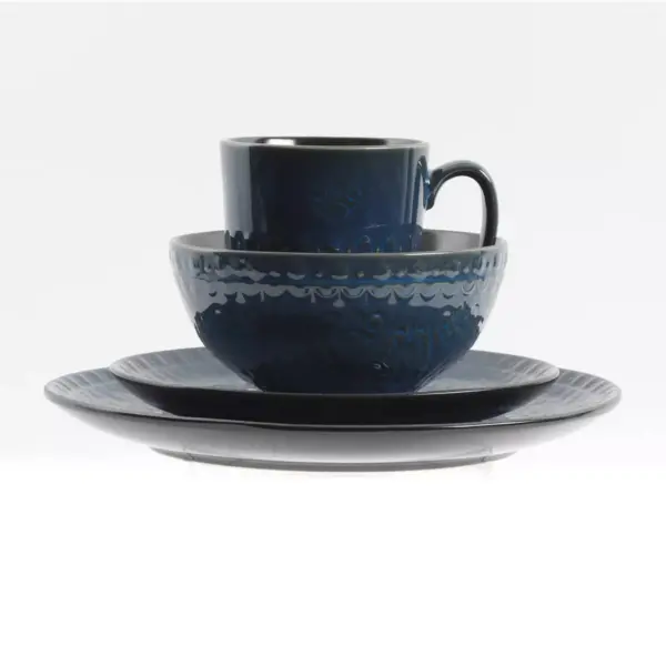 Gibson Elite 16pc Stoneware Milanto Dinnerware Set Blue