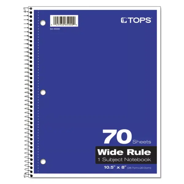 Tops Coil-Lock Wirebound Notebooks Legal/Wide 10 1/2 x 8 White 70 Sheets 65000