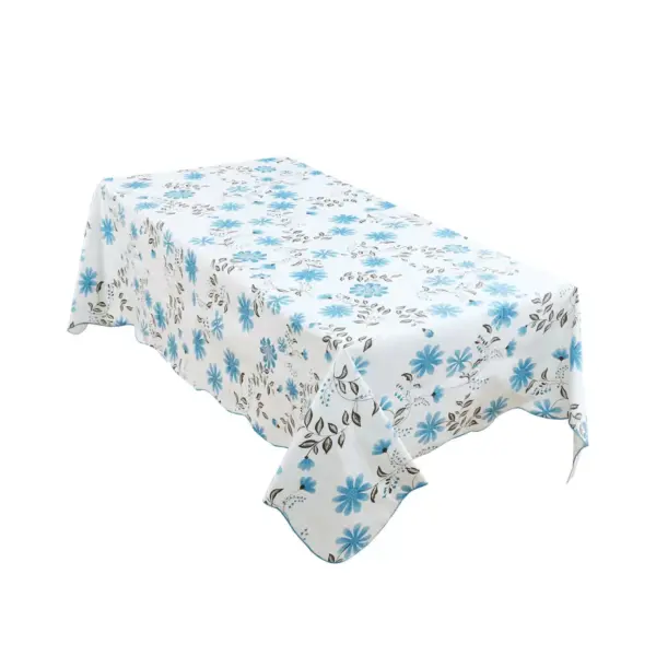 54"x71" Rectangle Vinyl Water Oil Resistant Printed Tablecloths Blue Flower - PiccoCasa