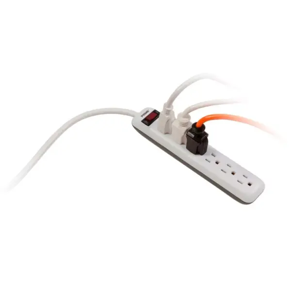 Monoprice Power & Surge - 1.5 Foot - White | Prime 6 Outlet Power Strip with Cable/Chord, Straight Plug