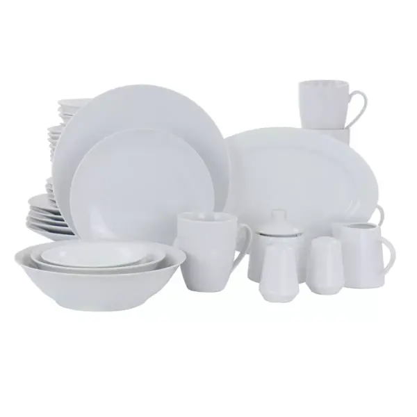 Gibson Home Classic Pearl Fine Ceramic 39 Piece Dinnerware Set in White