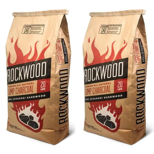 Rockwood 20 Pound All Natural Hardwood Grill Smoker Lump Charcoal Bag (2 Pack)