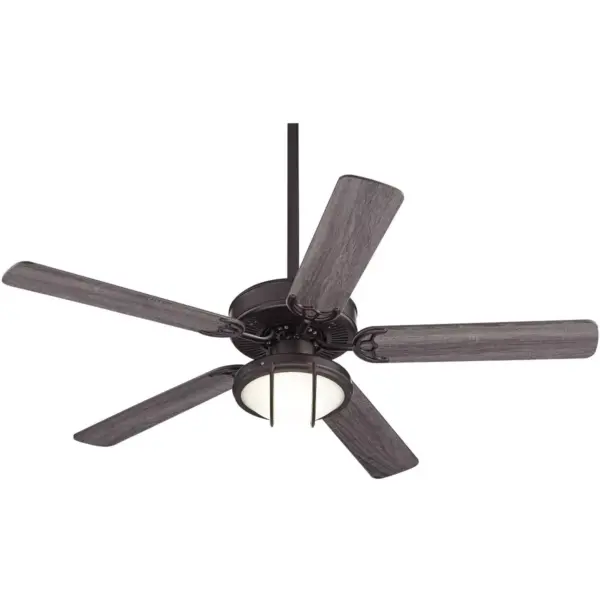 52" Casa Vieja Industrial Rustic Outdoor Ceiling Fan with Light LED Oil Rubbed Bronze Seasoned Wood Blades Damp Rated Patio Porch