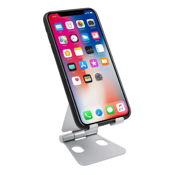 Insten Foldable Adjustable Cell Phone Tablet Stand, Ergonomic Holder, Aluminum made, fits with iPhone, iPad, Switch, 3.5” to 8” devices, Silver