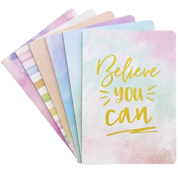 Paper Junkie 6-Pack A5 Watercolor Gold Foil Inspirational Quotes Ruled Notebook Journal (8.27 x 5.67 in, 80 Page)