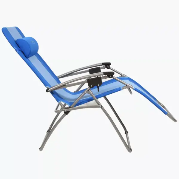 Kamp-Rite KAMPAC076 Outdoor Furniture Camping Beach Patio Sports Anti Gravity Folding Reclining Chair, Blue