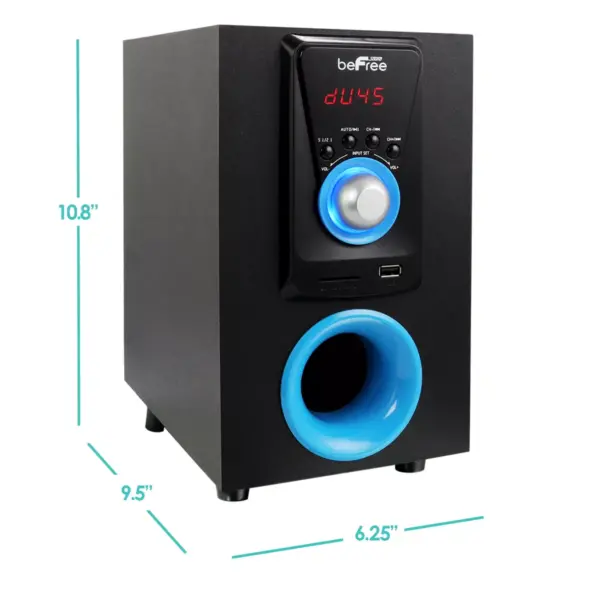 beFree Sound 5.1 Channel Bluetooth Surround Sound Speaker System in Blue