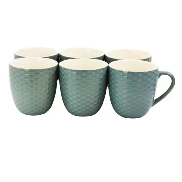 15oz 6pk Hexagon Mugs Blue - Elama