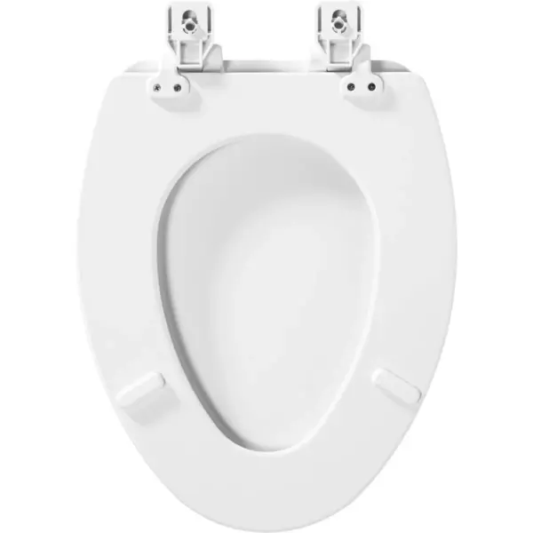 Lannon Never Loosens Elongated Enameled Wood Toilet Seat with Slow Close Hinge White - Mayfair by Bemis